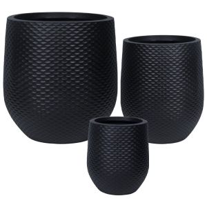 Комплект плавящи саксии от фибърклей/3 черни - S:φ28x32, M:φ37x45, L:φ52x54см 16/pal