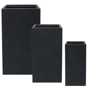 Комплект саксии от влакниста глина/3 антрацитови гранитови правоъгълни - 1/кутия