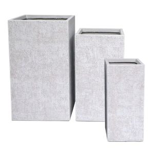 Комплект саксии от влакниста глина/3 бяло-кремави правоъгълника - 1/кутия