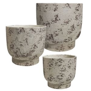 Комплект циментови саксии/3 бежово-кафяви антични саксии - Д:φ30x28, М:φ25x23, Ш:φ20.5x19см 84/pal