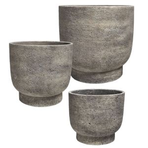 Комплект циментови саксии/3 кафяви стари - Д:φ30x28, М:φ25x23, Ш:φ20.5x19см 84/pal