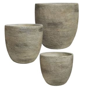 Комплект циментови саксии/3 кафяви стари - Д:φ30x29.5, М:φ26x25.5, Ш:φ21.5x21.5см 84/pal