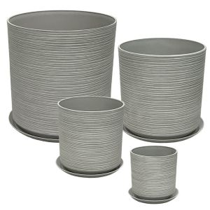 Комплект чинии от камък полисмола/8 сиви, от стара глина - Д:φ43x43.5, М:φ35x35, Ш:φ28x28, Xs:φ21x21.8см