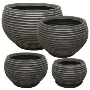 Комплект чинии от полирезин/8 черни антични купи - д: Φ70x45.5, м: Φ53.5x35, ш: Φ40.5x26, Xs: Φ29x19см