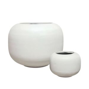 Set/2 light cement white round flower pots - S:φ28x21, M:φ53x40cm 1/box