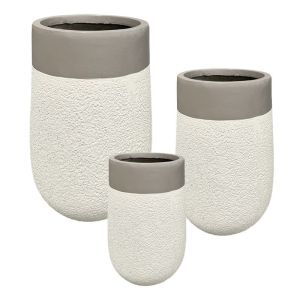 Комплект/3 леки циментови саксии, бежови, високи - Φ23x36, M:φ36x56, L:φ53x78см 1/кутия