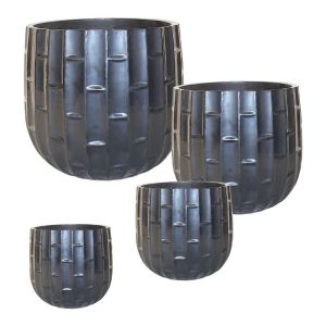 Set/4 clay pots on charcoal round cacti - S:φ19x16.5, M:φ23.5x19, L:φ30.5x27.5, Xl:φ36.5x34 54/pal