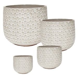 Комплект/4 крем чинии с релефен модел - S:φ23x19, M:φ32x25.5, L:φ38x32, Xl:φ48x38.5см 30/pal