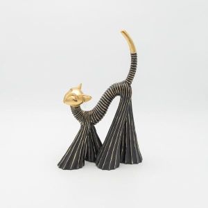 Cat polyresin black - gold 19.5x9.5x29.5cm