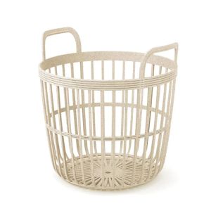 BASKET ZOE ECO WOOD, CREAM COLOR, PLASTIC, 36X36 CM