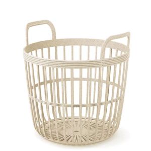 BASKET ZOE ECO WOOD, CREAM COLOR, PLASTIC, 42X41 CM
