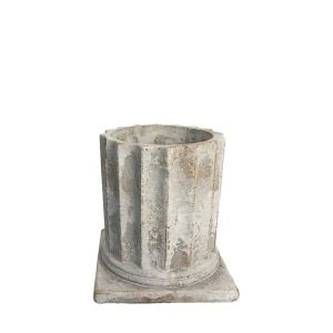 Round white/gold antique flower pot with column, small - Φ12.5x13.5cm 1/16kib