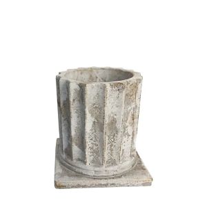 Round white/gold antique medium flower pot with column base - Φ14x15cm 1/12kib