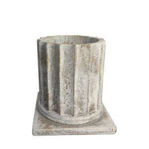 Round white/gold antique flower pot, large, base - Φ17x18cm 1/8kib