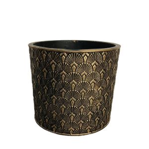 Round golden flower pot, antique art deco model, large - Φ19x17cm 1/6kib