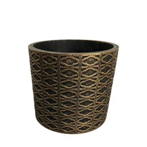 Кръгла златиста саксия, античен ориенталски модел, голяма - Φ19x17см 1/6kib