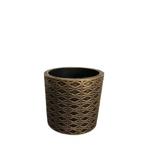 Round golden flower pot, antique oriental pattern, small - Φ14x13cm 1/16kib