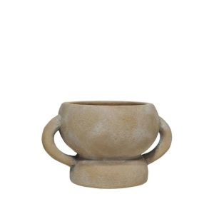 Round brown antique flower pot with handle and base - 14x8.6 cm 2/24 boxes