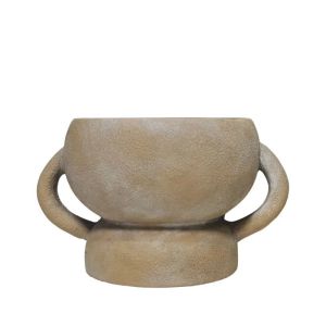 Round brown antique flower pot with handle and base - 20x12.5 cm 8 pcs/box