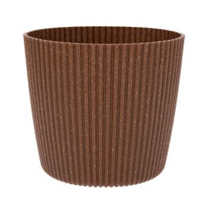 КРЪГЛА САКСИЯ ОТ ЕКО ДЪРВО, ПЛАСТМАСА, НАТУРАЛЕН ЦВЯТ, 13X11 СМ