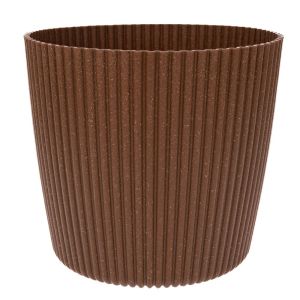 КРЪГЛА САКСИЯ ОТ ЕКО ДЪРВО, ПЛАСТМАСА, НАТУРАЛЕН ЦВЯТ, 24X20 СМ