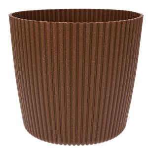 КРЪГЛА САКСИЯ ОТ ЕКО ДЪРВО, ПЛАСТМАСА, НАТУРАЛЕН ЦВЯТ, 30X26 СМ