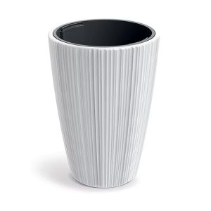 КРЪГЛА САКСИЯ ОТ ПЛАСТМАСА, БЯЛА, 30X40 СМ