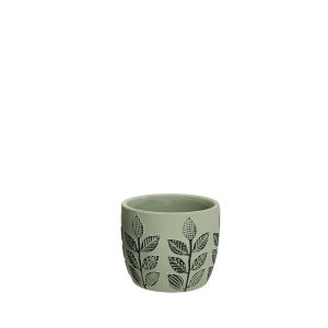 Round pot with oil/black leaves - Φ10x9cm 2/36 boxes