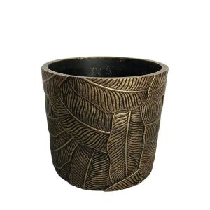 Round flower pot, antique gold design, embossed, large - Φ19x17cm 1/6kib