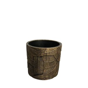 Round flower pot, antique gold design, embossed, small - Φ14x13cm 1/16kib
