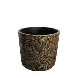 Round flower pot, antique gold design, embossed, medium - Φ17x14cm 1/8kib