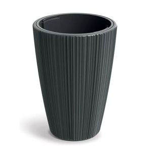 КРЪГЛА ТЪМНОСИВА ПЛАСТМАСОВА САКСИЯ ORO D30X40 СМ