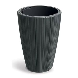 КРЪГЛА ТЪМНОСИВА ПЛАСТМАСОВА САКСИЯ ORO D40X55 СМ