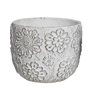 Кръгли релефни цветя с бели цветя - Φ17x14.5 см 8/кутия