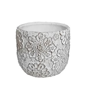 Кръгли релефни цветя с модел на бели цветя - Φ14x13см 12/кутия