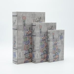 Book box S/3, wooden, gray, 33x22x7cm / 26x17x5cm / 21x13x3cm