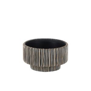 Short cement pot, beige-black, round and bottom Φ18x10.5cm - 1/9kib