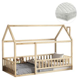 Легло с матрак Houser Hm21315 борова дървесина в естествен цвят - матрак 90x190см