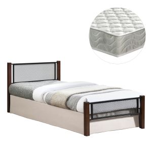 Легло с матрак Rayven Hm21335 метал и дърво в мърз дъб - матрак 90x190см