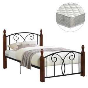 Легло с матрак Suzie Hm21331 метал и дърво в орех - матрак 90x190см