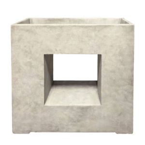 Лека циментова кутия, бежова, квадратна с дупка - 68,5x28x69,5 см