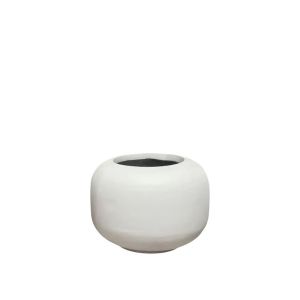 Lightweight cement pot, white, round, small - Φ28x21cm