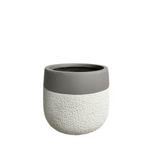 Lightweight cement pot, charcoal gray, round, small - Φ29x26cm