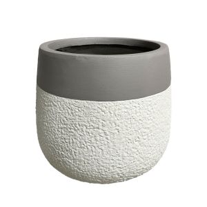 Lightweight cement pot, gray, with charcoal, round, large - Φ55x48cm