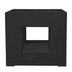 Lightweight cement pot, black, square with hole - 68.5x28x69.5 cm