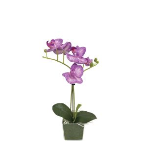 Purple/white orchid Real Touch in a pot (2 branches, 5 flowers) - h30 cm 6 pieces/box