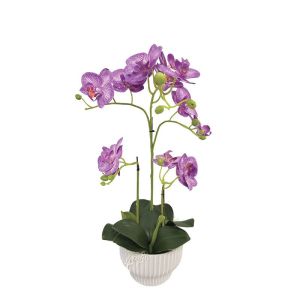 Purple/white orchid Real Touch in a pot (3 branches, 15 flowers) - h45cm 4/24 boxes