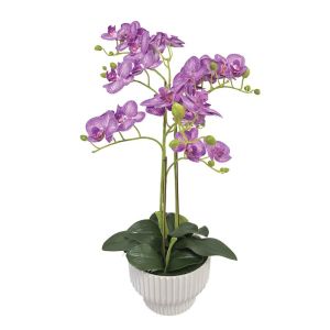 Purple/white orchid Real Touch in a pot (9 branches, 30 flowers) - h45cm 2/8 box
