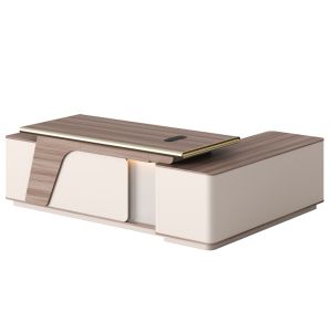 Ляво ъглово офис бюро Superon Hm2136l меламин в естествено Бежово-led осветление 240x180x76hcm