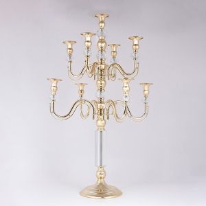 Metal candle holder for gold with 9 positions 37x34x76cm